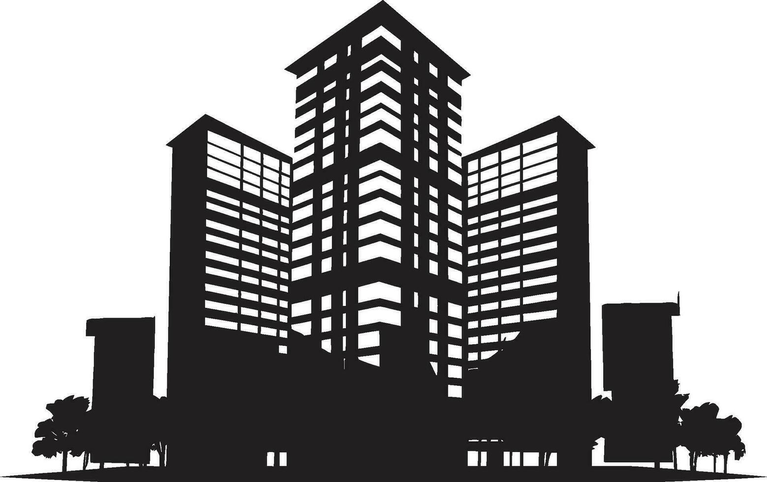 Metropolitan Core Multifloor Cityscape Vector Emblem Skyline Symphony Multifloor Urban Building Vector Icon