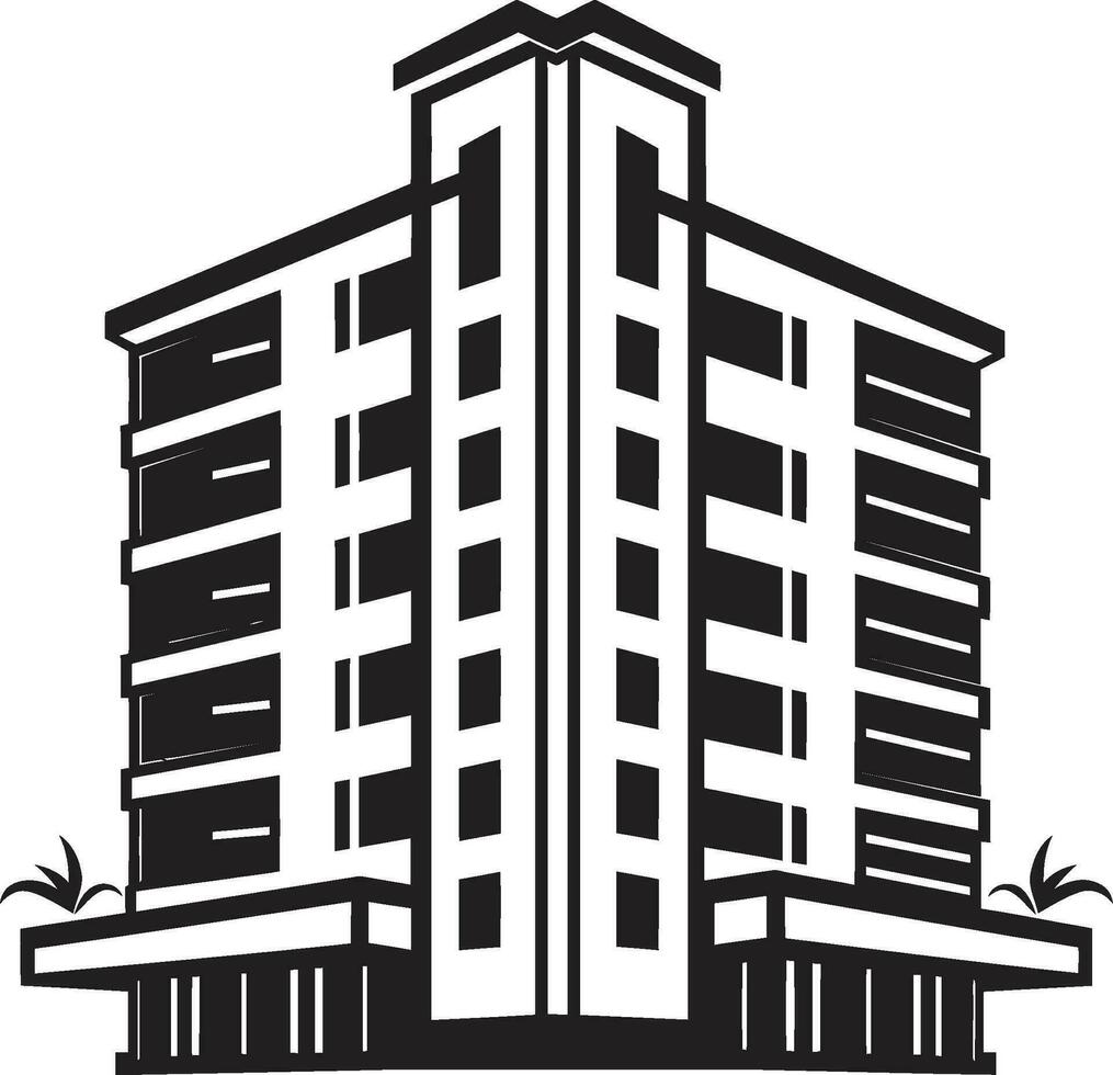 Urban Tapestry Multifloor Cityscape Vector Icon Cityscape Impression Multifloral Building in Vector Design