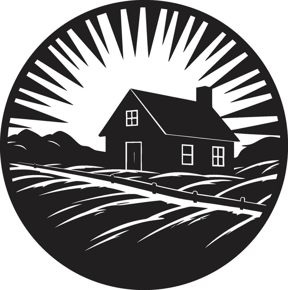 Pastoral Homestead Symbol Farmhouse Vector Icon Design Harvest Oasis Residence Farmers Farmhouse Emblem in Vector