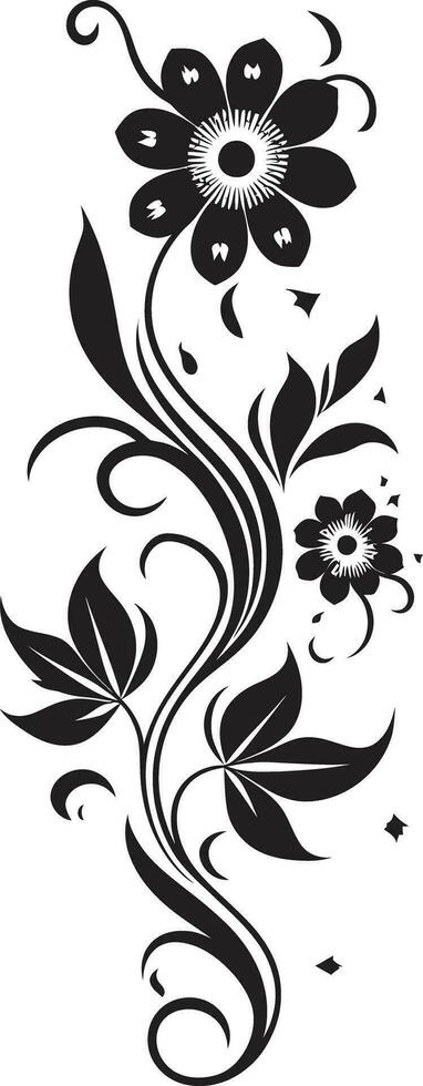 hecho a mano noir emblema vector diseño intrincado floral noir negro icónico vector