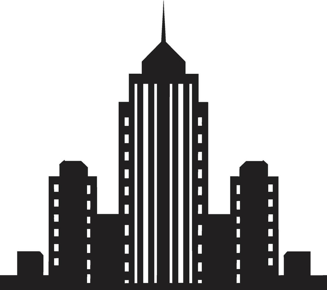 Metropolis Towerlines Multifloor Cityscape Vector Icon Urban Tapestry Heights Multifloor Building in Vector Emblem