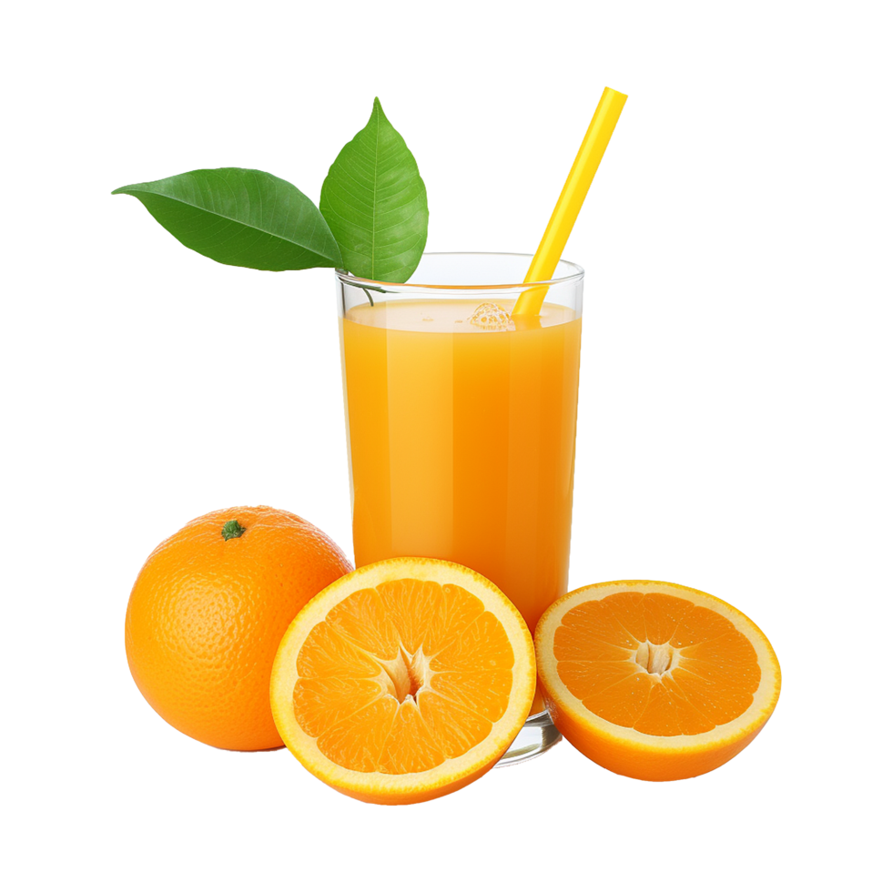 ai généré Frais Orange fruit jus isolé sur transparent Contexte png