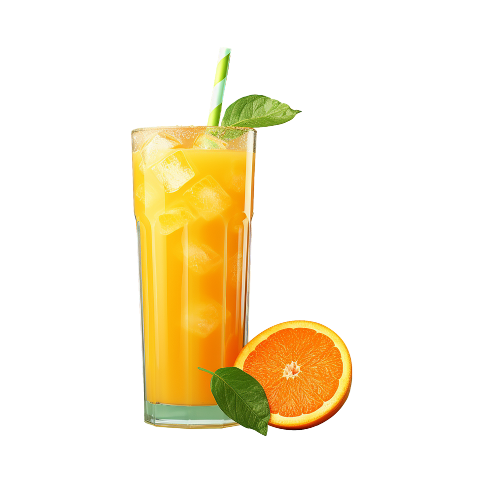 ai généré Frais Orange fruit jus isolé sur transparent Contexte png