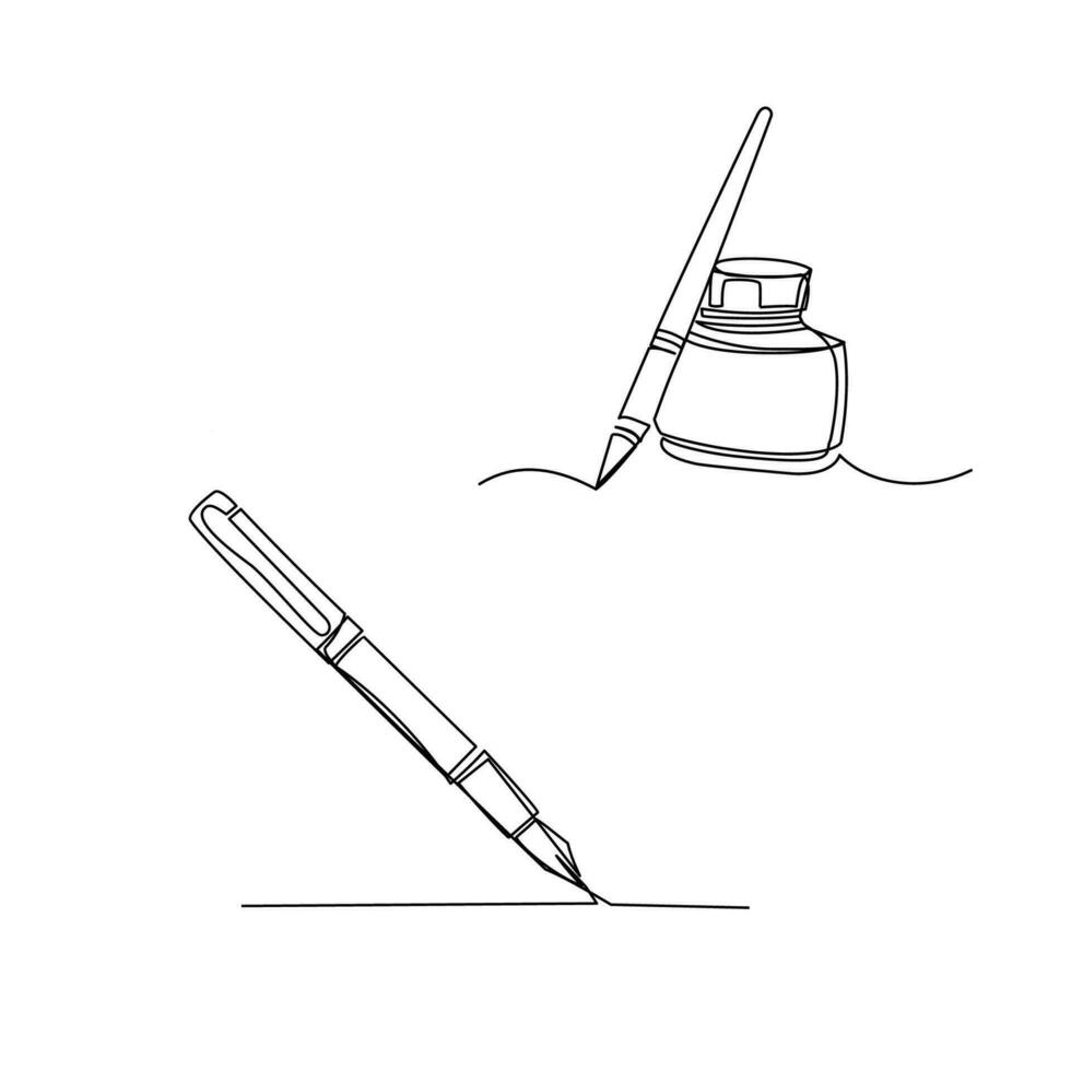 Pen drawn in line art style vector