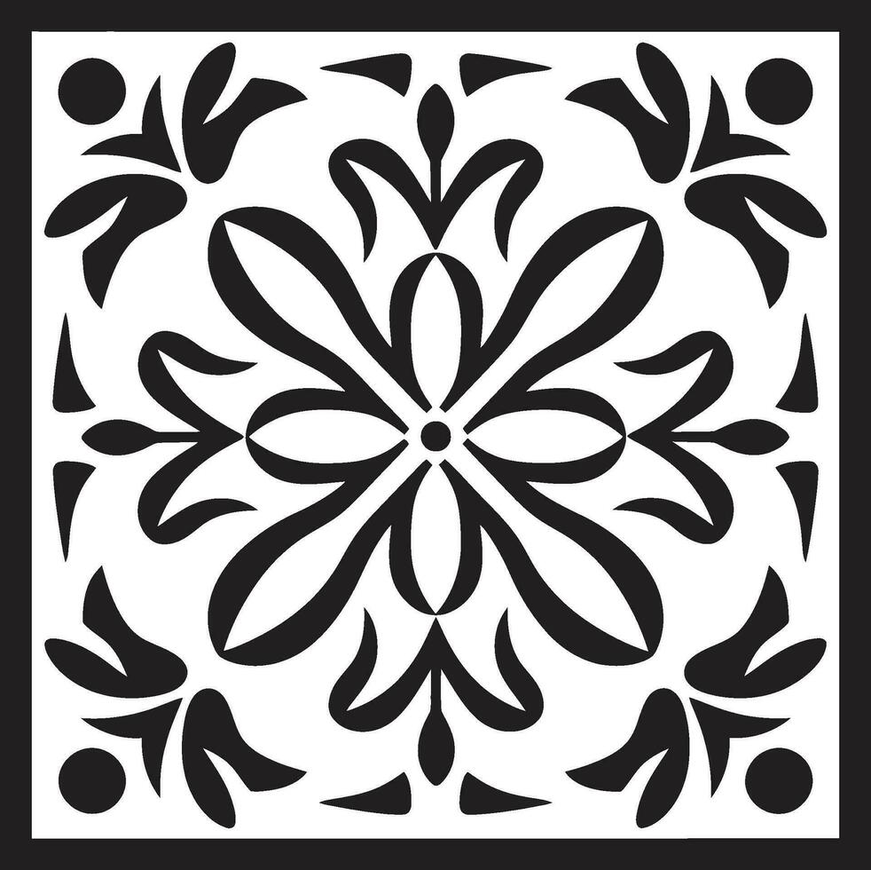 Artistic Floral Grid Black Floral Tile Logo Structured Petal Play Geometric Vector Logo