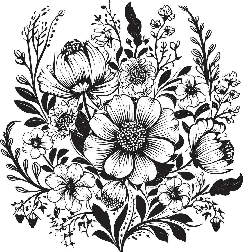 Garden of Tranquility Floral Background Emblem Ethereal Blossoms Vector Floral Logo Design