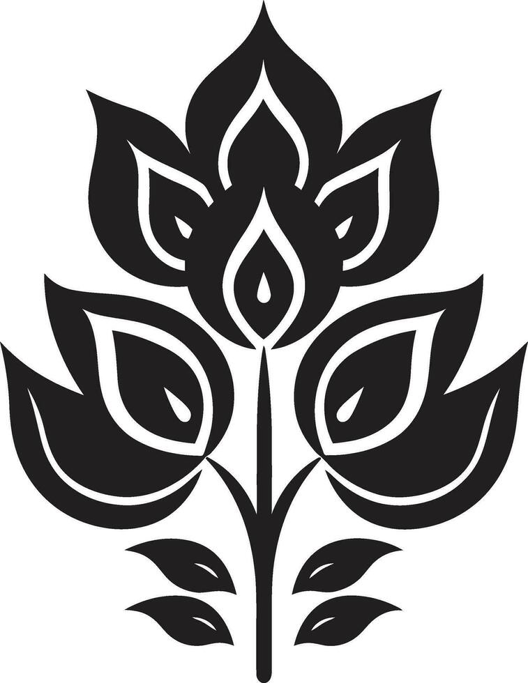 Rooted Charm Ethnic Floral Icon Symbol Folkloric Essence Decorative Ethnic Floral Vector