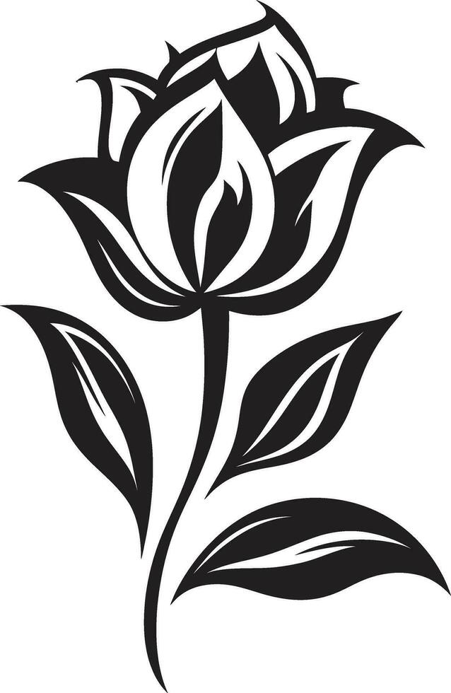 Abstract Floral Minimalism Black Vector Design Elegant Botanical Sketch Hand Drawn Black Emblem