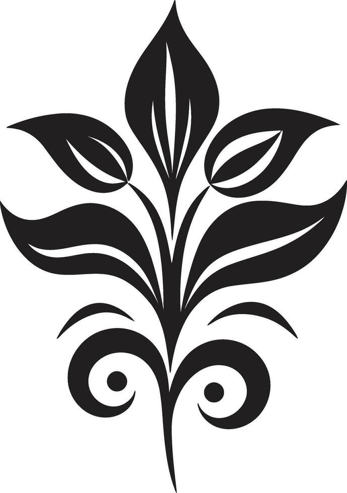 elegante vector florecer sencillo negro emblema agraciado pétalo diseño hecho a mano vector icono