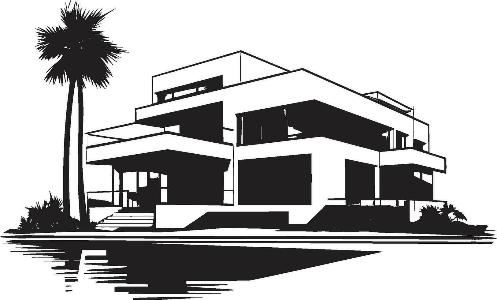 moderno villa diseño Plano emblemático estructura en vector icono villa estructura marco de referencia contemporáneo edificio en vector diseño