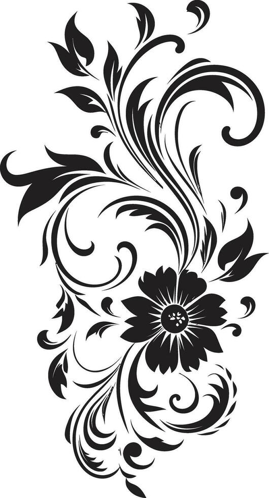 Fluid Botanical Outlines Black Logo Icon Artistic Hand Rendered Creations Elegant Logo Detail vector