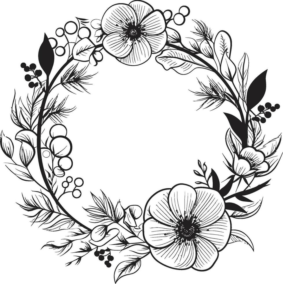 caprichoso floral arreglo vector Boda emblema moderno Boda ramo de flores negro floral icono diseño