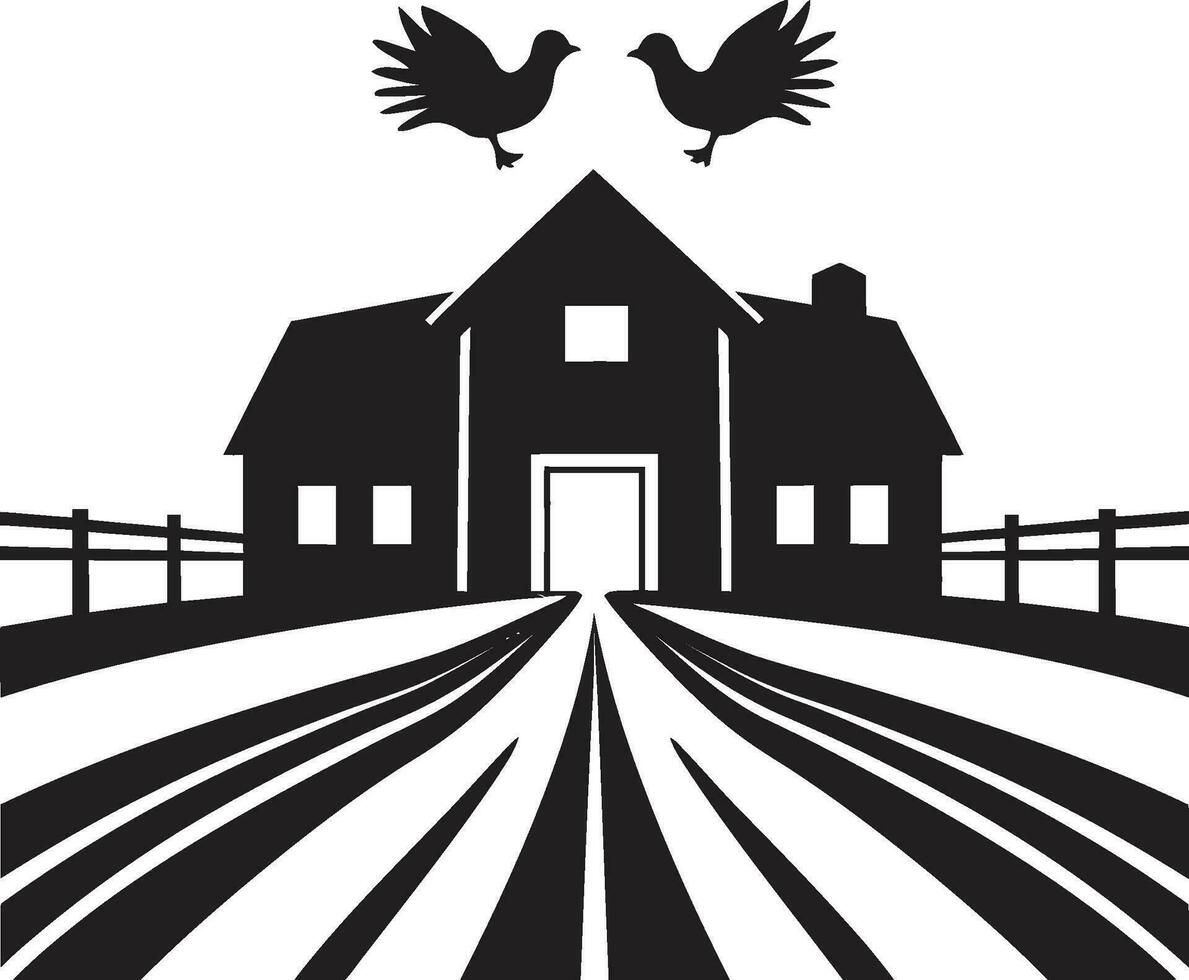 Rustic Farm Abode Mark Farmers House Vector Logo Rural Dwelling Impression Farmhouse Design in Vector Icon