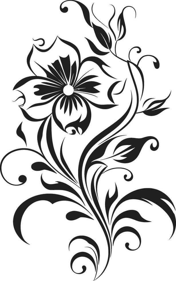 Monochrome Floral Details Elegant Invitation Card Vectors Ink Noir Bouquet Adornments Decorative Floral Icons