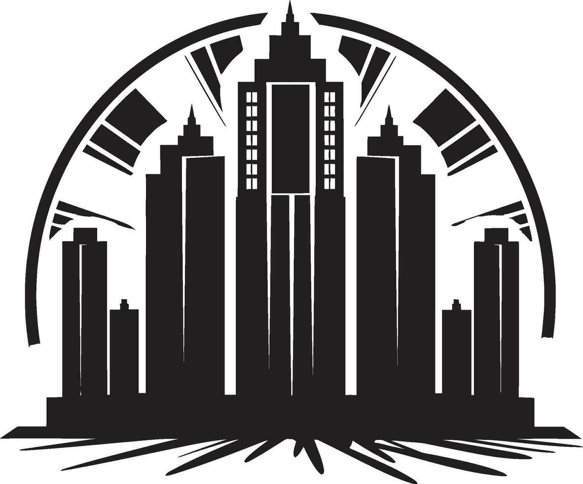 Metropolitan Tower Impression Multifloor Cityscape Vector Logo Icon Downtown Skyscraper Blueprint Multifloor Vector Logo Design