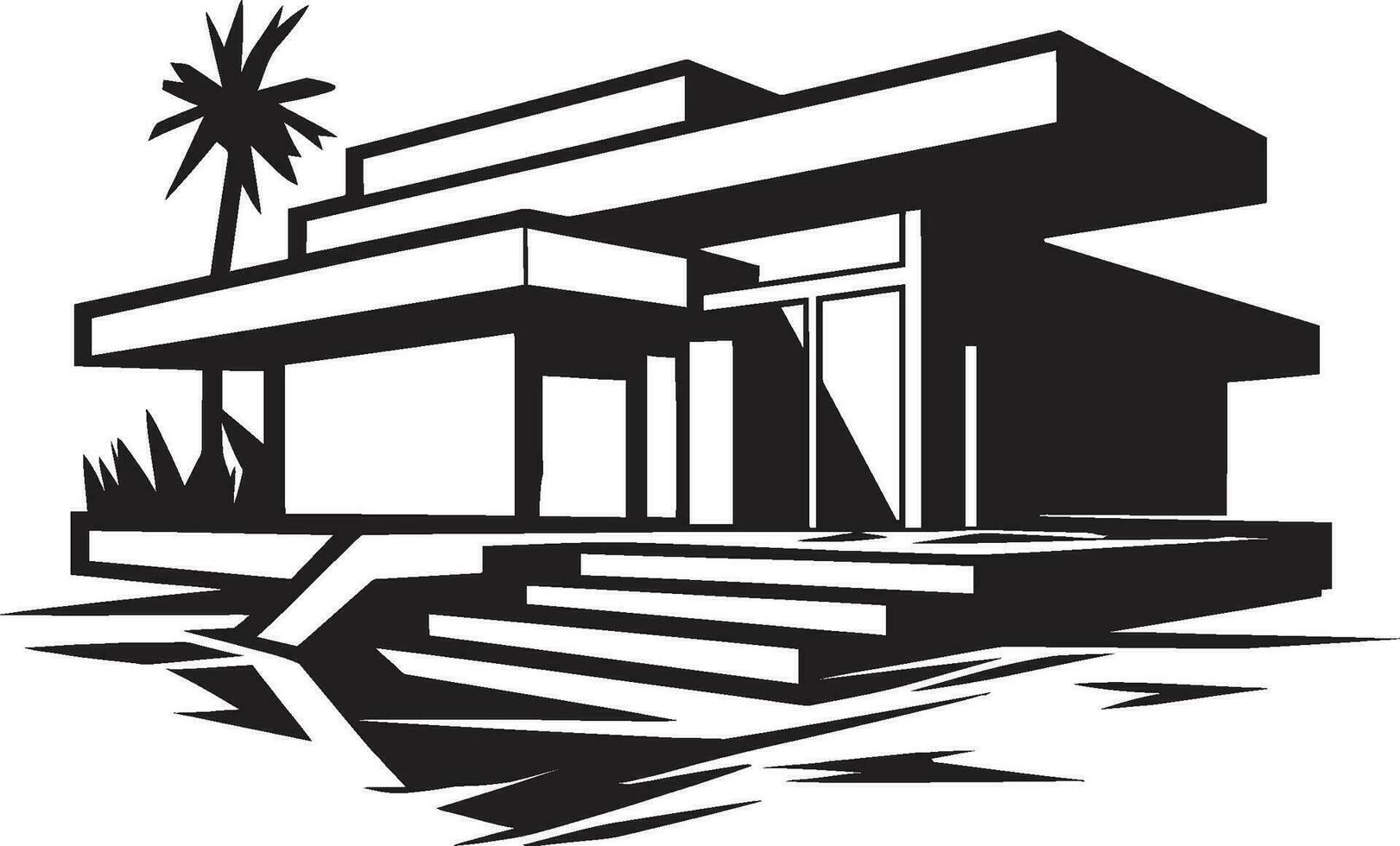 Stout Dwelling Emblem Bold House Sketch Vector Icon Vigorous Residence Mark Thick Outlined House Design Icon