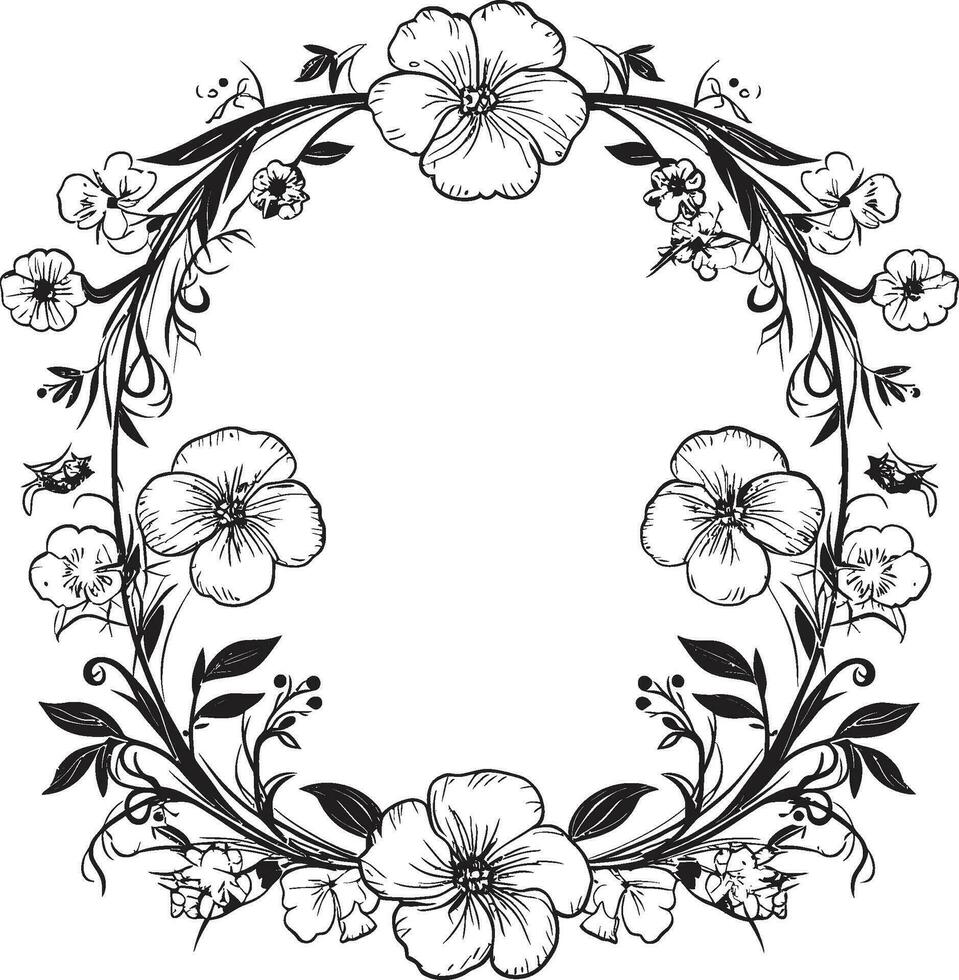 Ink Splashed Blossom A Burst of Beauty in Monochrome Fury. Blackbirds Bower Thorny Vines Weaving a Song of Mystery. vector