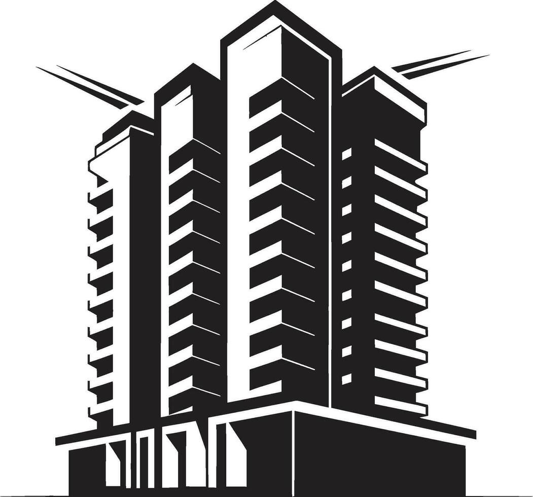 Cityline Heights Fusion Multifloral Skyscraper Vector Icon Downtown Metropolis Symphony Multifloor Building Vector Design