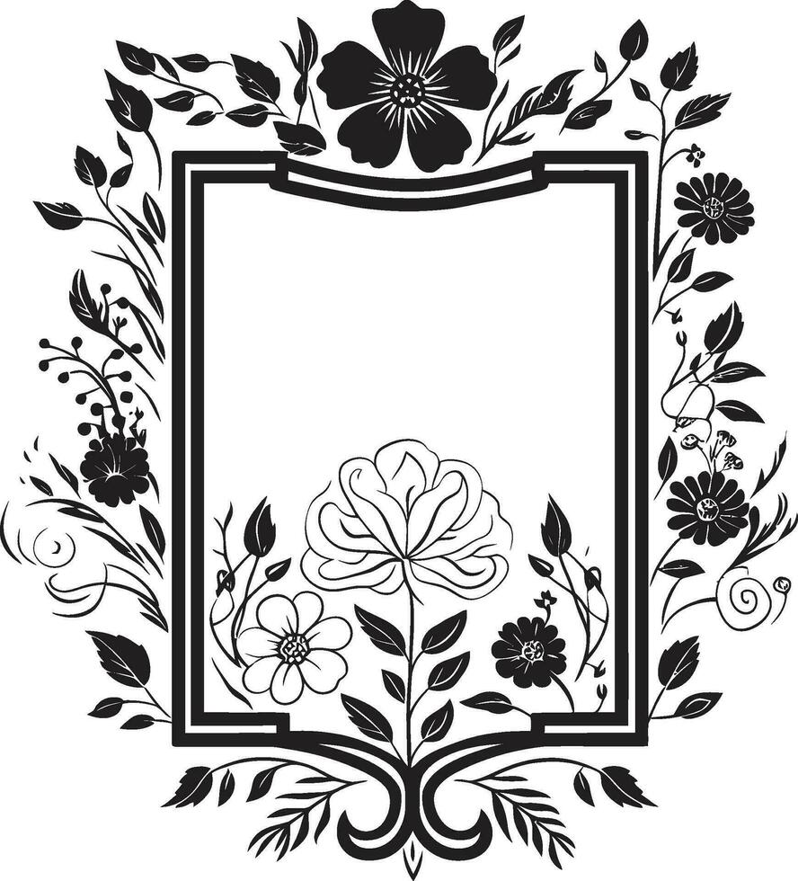 susurro sauces delicado negro vides balanceo en el neblina. elegante florecer floral marco logo diseño vector