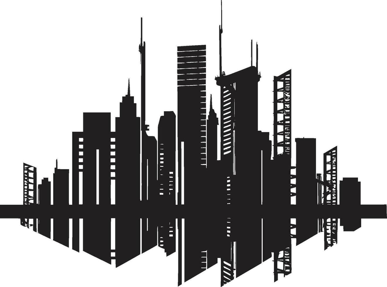 City Vista Heights Blueprint Multifloor Building in Vector Logo Urban Skyscraper Sketch Multifloor Cityscape Vector Icon