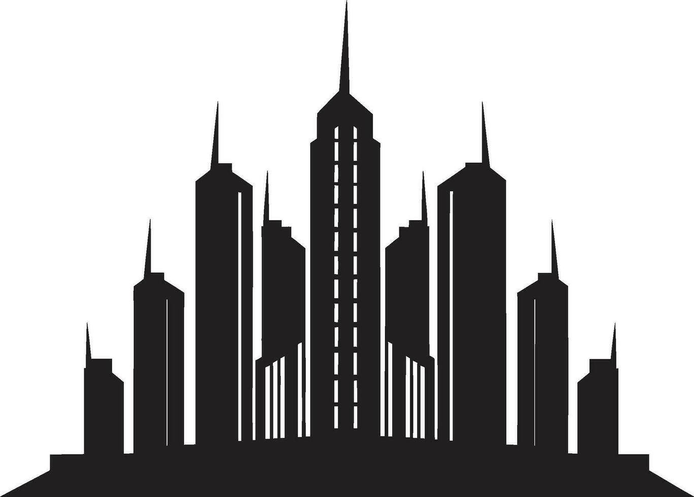 Urban Tower Elevation Multifloor Cityscape Vector Logo Icon Metropolis Heights Sketch Multifloor Building in Vector Icon Design