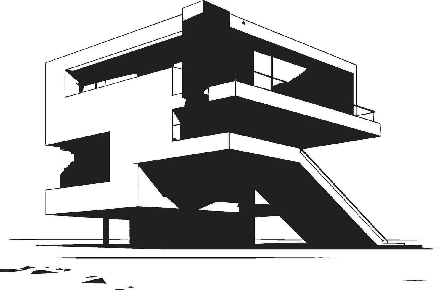 Iconic Minimalism Bold House Sketch in Vector Icon Design Innovative Home Blueprint Conceptual House Sketch Emblem