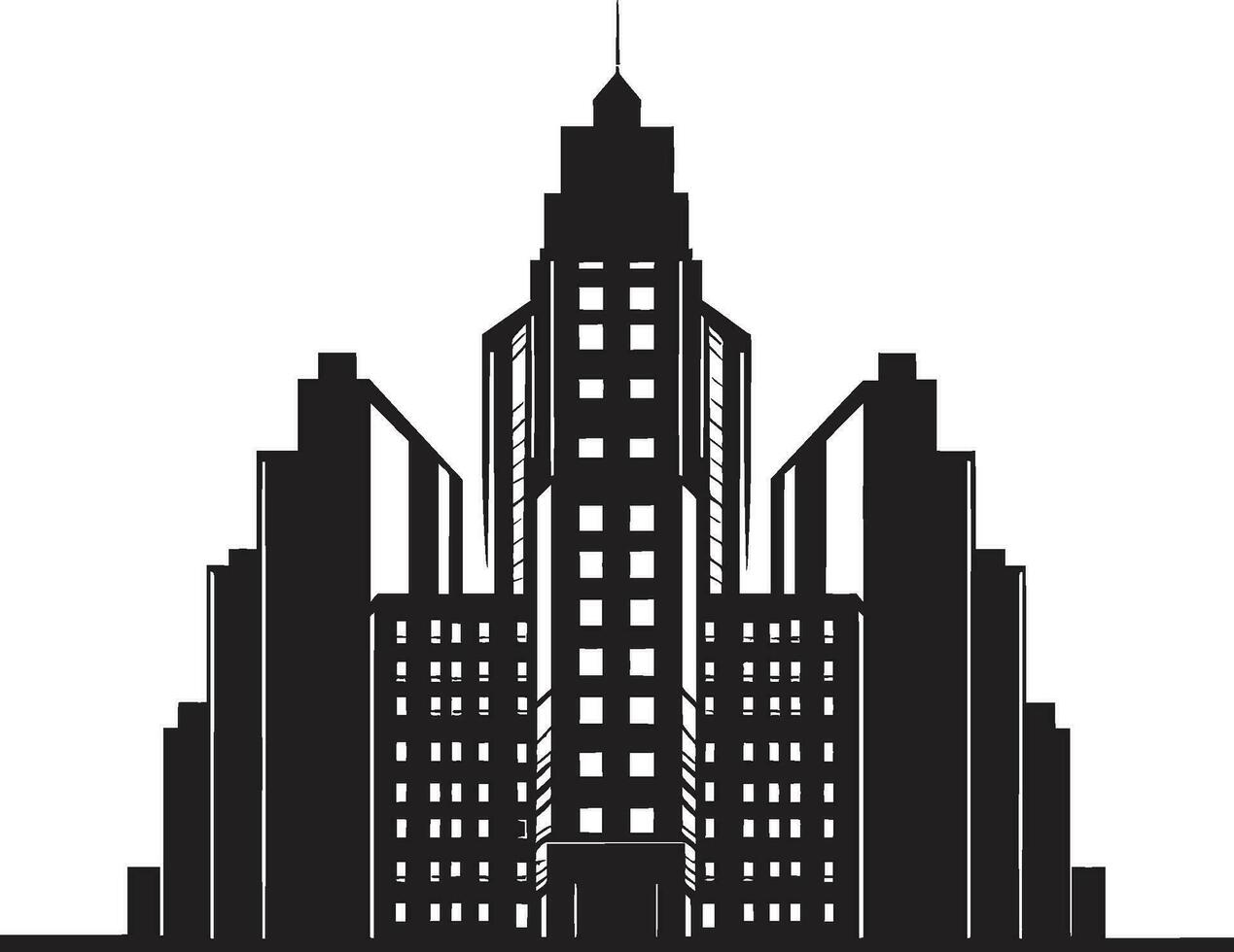 Skyline Dreamscape Multifloor Urban Vector Emblem City Vista Silhouettes Multiflore Building in Vector Icon