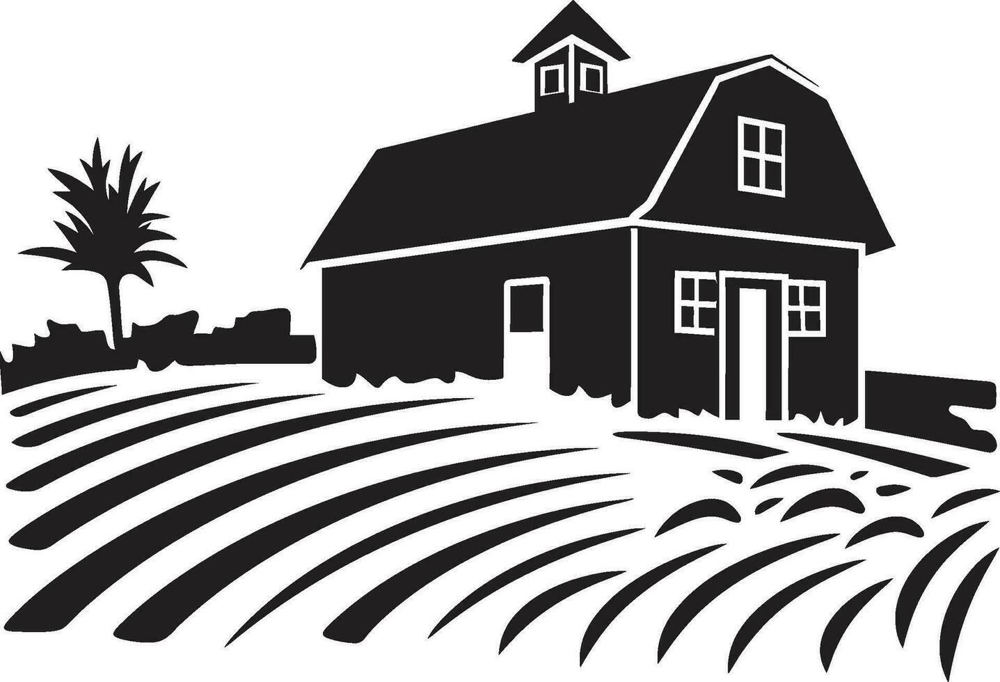 Rural Dwelling Impression Farmhouse Design in Vector Icon Harvest Haven Symbol Farmers House Vector Emblem