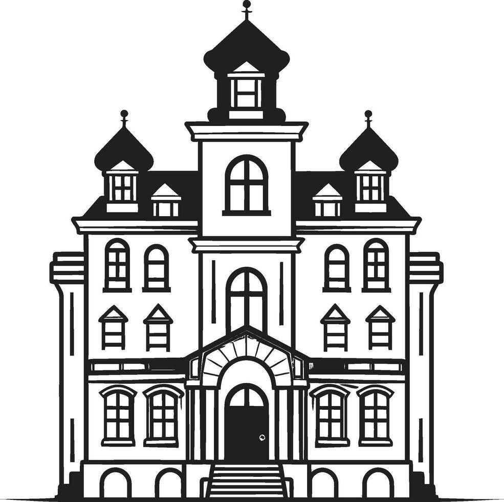 Whimsical Building Sketch Cartoon Vector Logo Icon Design Playful Urban Architecture Cartoon Building Sketch in Vector