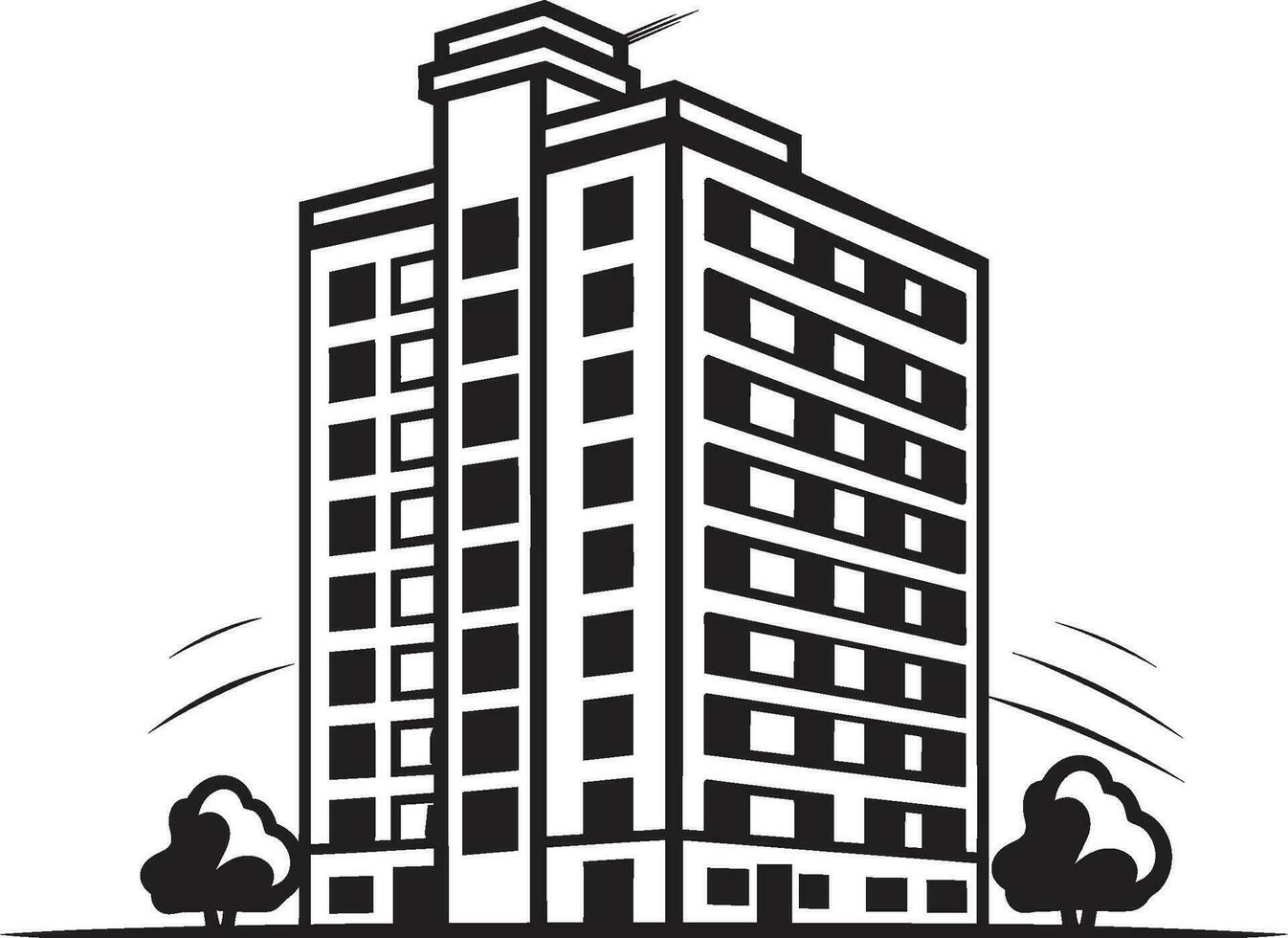 Cityline Heights Fusion Multifloral Skyscraper Vector Icon Downtown Metropolis Symphony Multifloor Building Vector Design