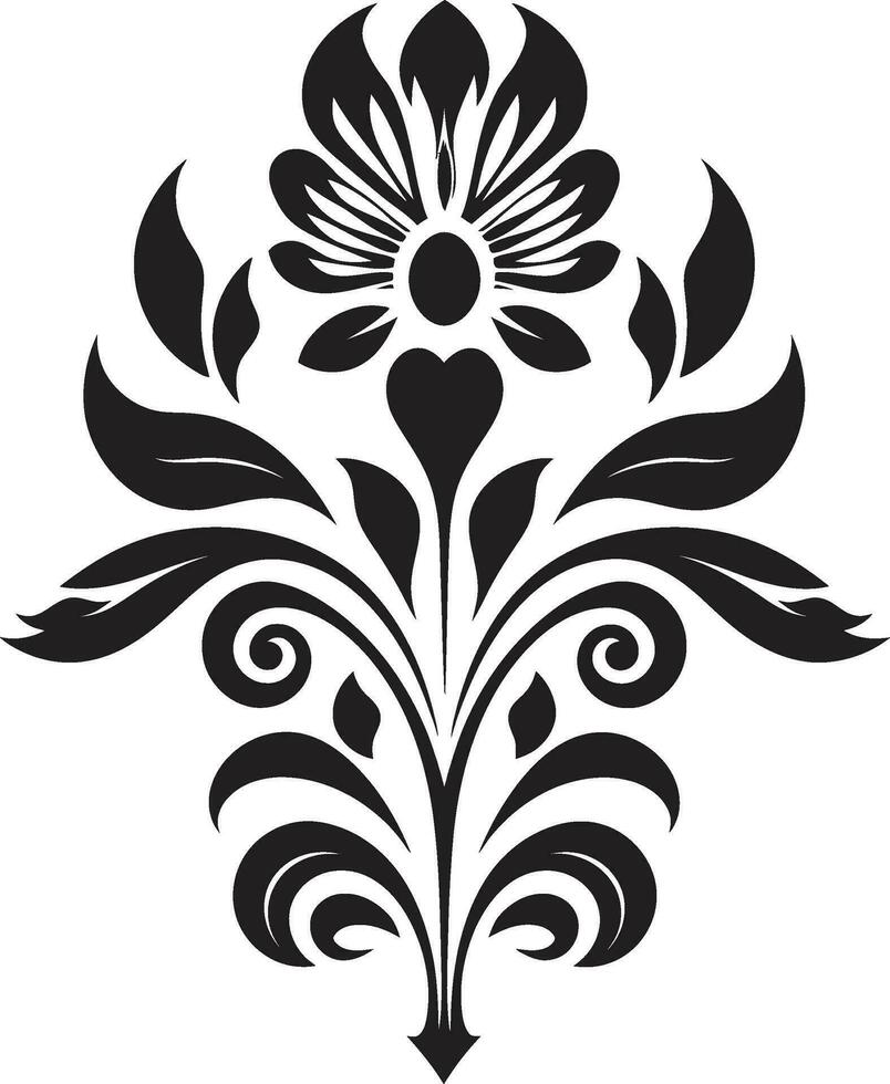 folklore en floración étnico floral icono logo hecho a mano patrimonio decorativo étnico floral vector