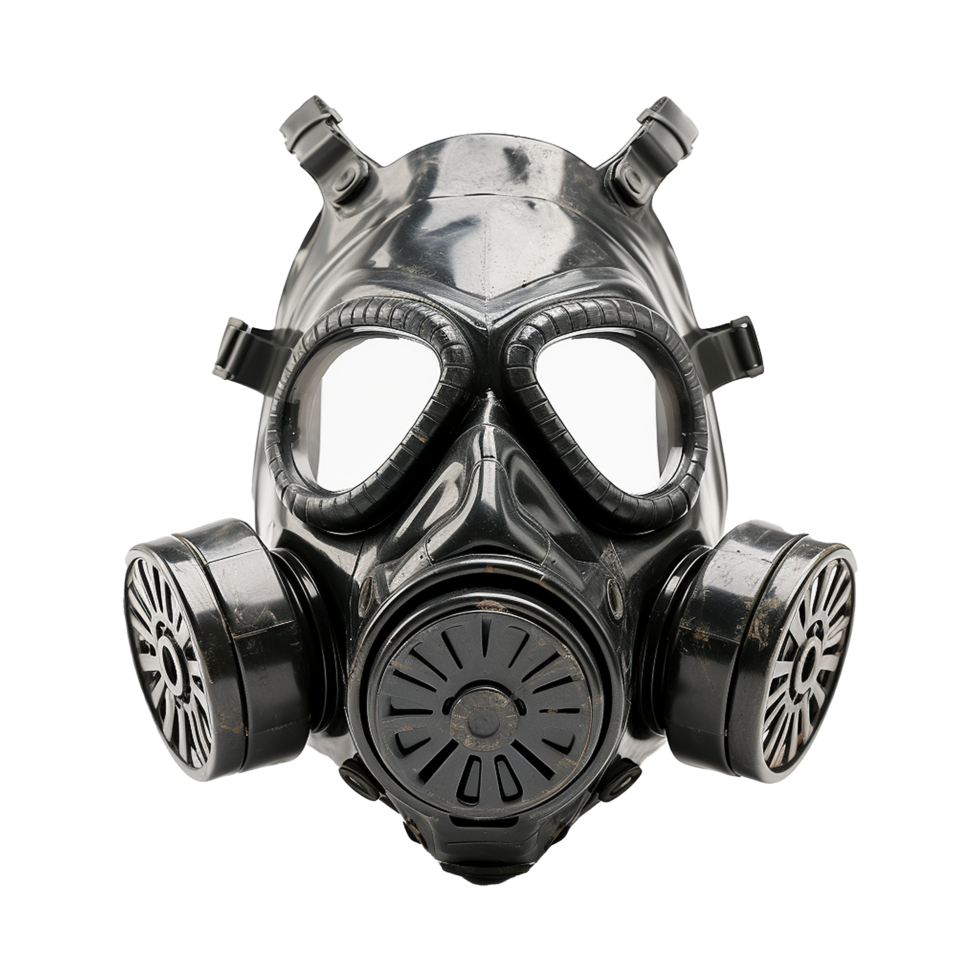 AI generated Gas mask up close isolated on transparent background png
