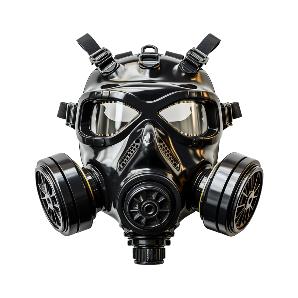 AI generated Gas mask up close isolated on transparent background png