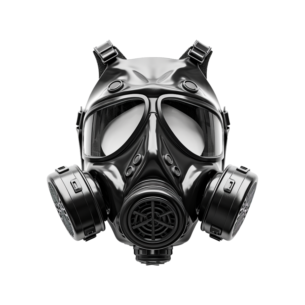 AI generated Gas mask up close isolated on transparent background png