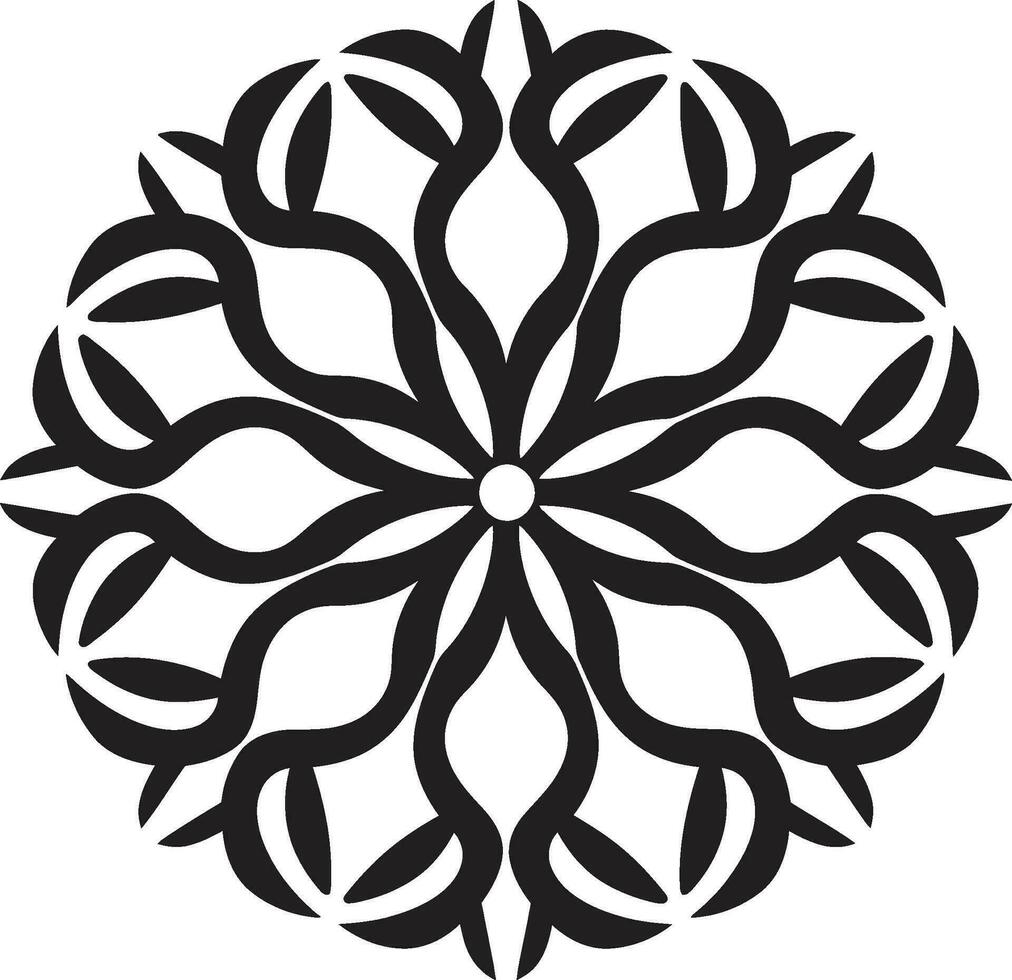 geométrico armonía floral loseta modelo en negro estampado pétalos geométrico floral vector icono