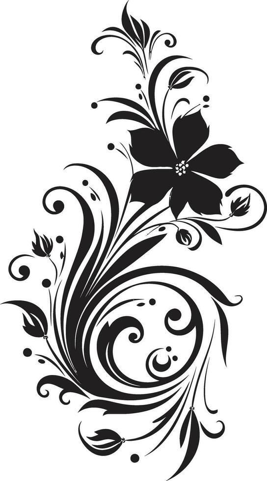 Enchanting Floral Whirl Iconic Logo Element Classic Floral Etching Handcrafted Vector Emblem