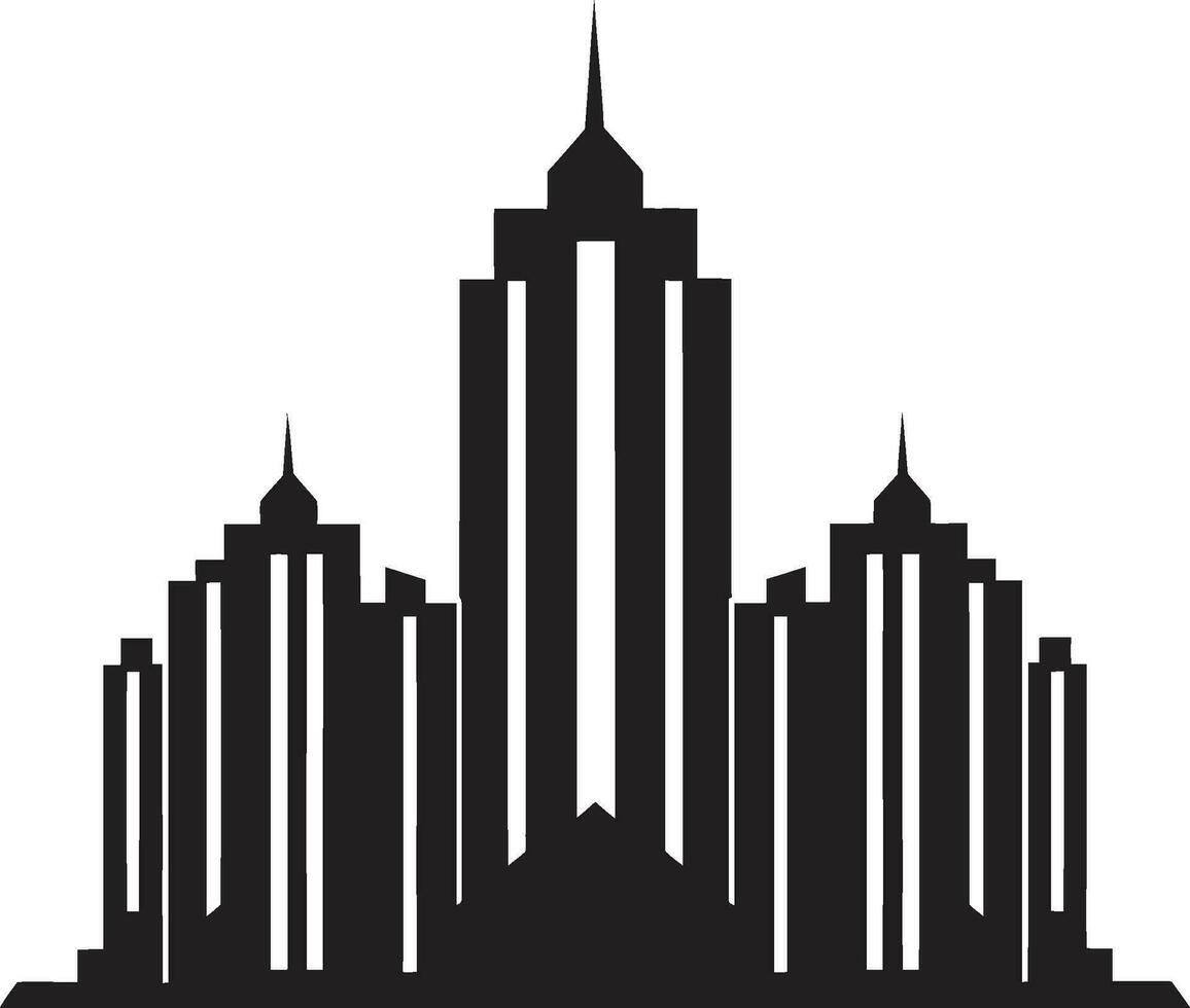 City Vista Multifloor Impression Vector Logo of Urban Building Design Skyline Cityline Sketch Multifloor Vector Logo Icon