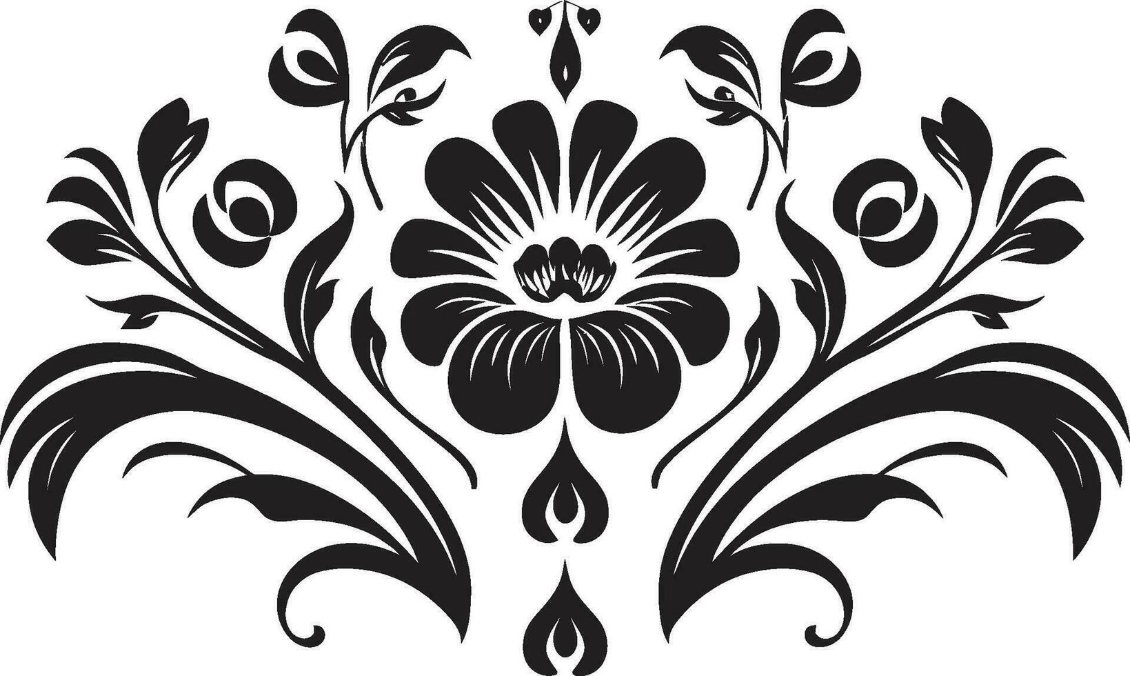 vectorizado floraciones geométrico floral logo geométrico armonía negro loseta floral icono vector