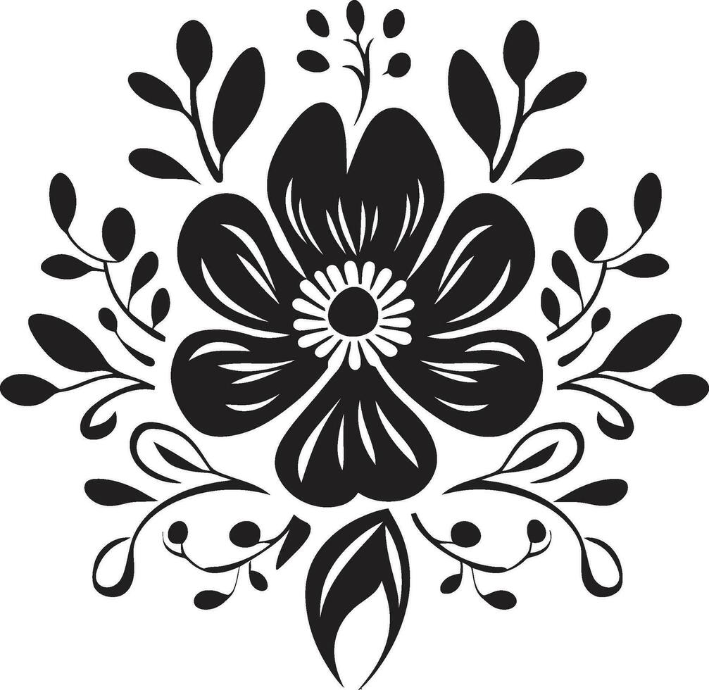 tinta noir botánico sinfonía hecho a mano floral vector logos elegante pétalo noir negro emblemático floral diseño elementos