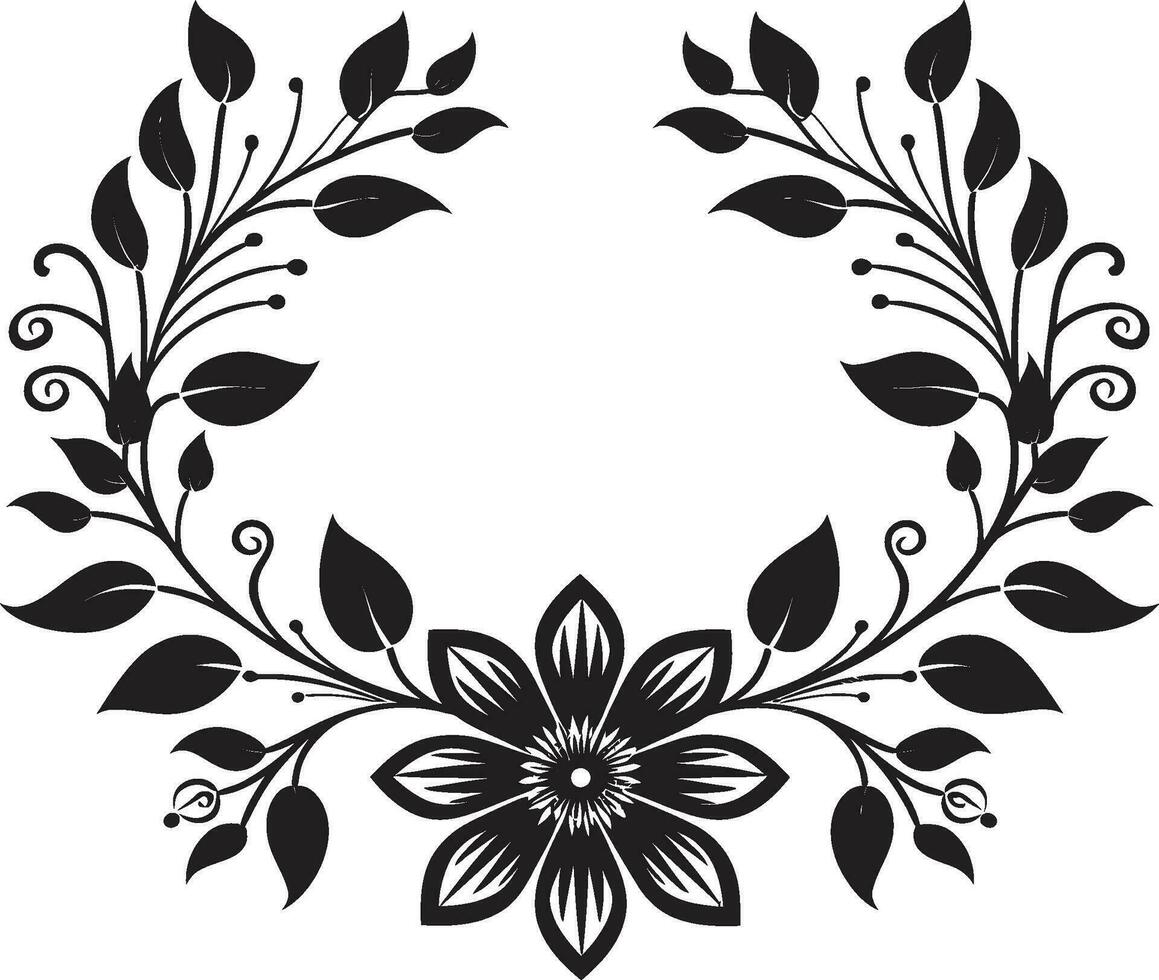 Geometric Petal Arrangements Black Tile Design Floral Tiles Vector Icon in Black Geometrics