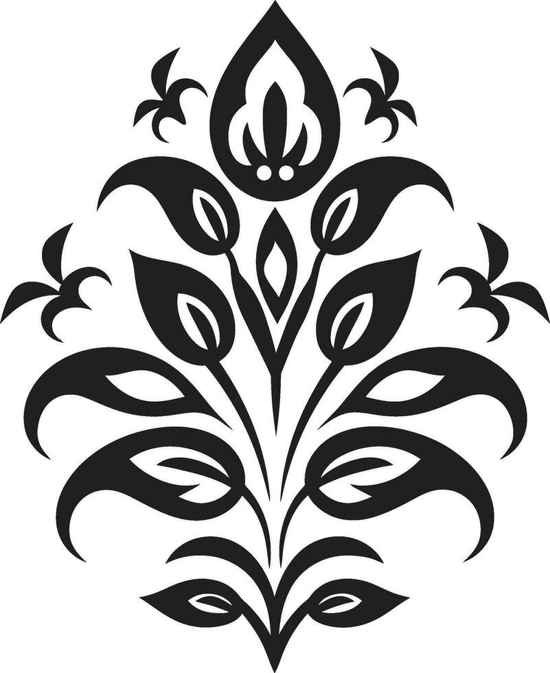 Ethnic Bloom Floral Vector Emblem Design Cultural Mosaic Ethnic Floral Icon Symbol