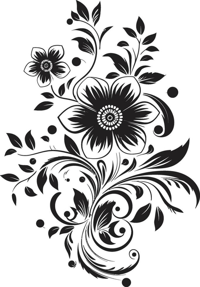 Botanical Noir Design Hand Drawn Icon Noir Floral Chic Vector Logo Design