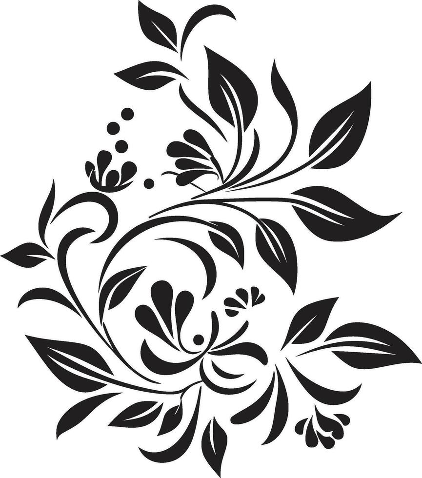 Chic Noir Botanical Echoes Hand Drawn Black Logo Vectors Noir Floral Lullaby Vintage Floral Iconic Design