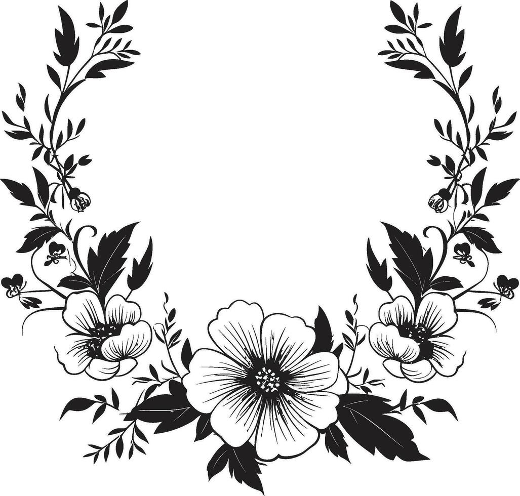 Majestic Floral Surround Black Vector Frame Vintage Frame Elegance Decorative Black Logo