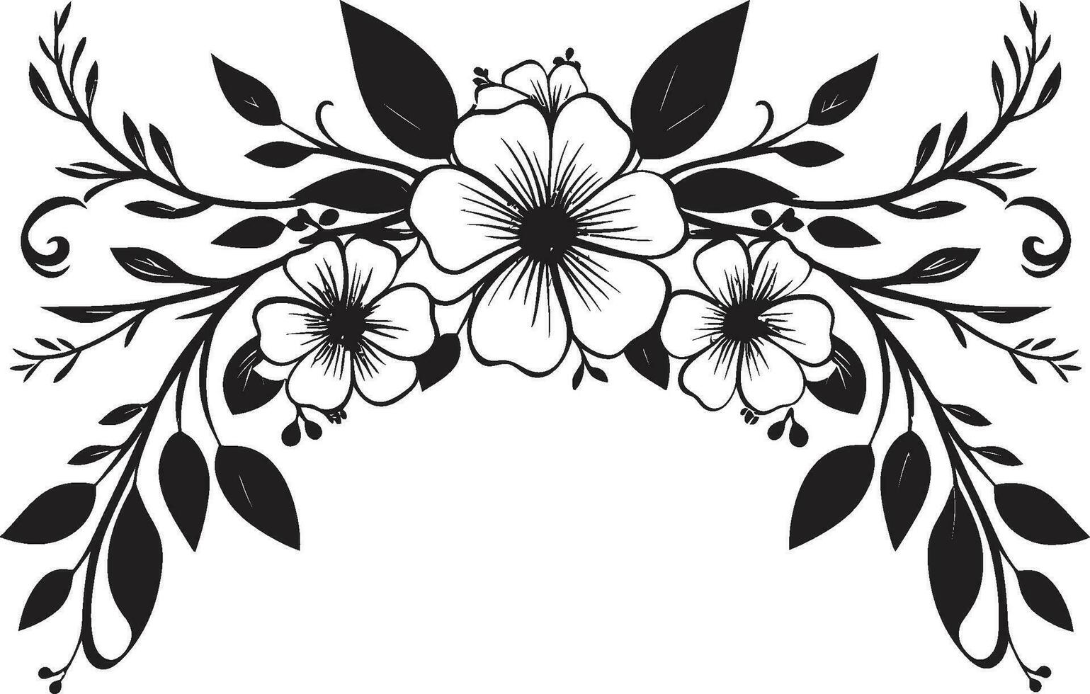 tinta noir florecer Odisea negro vector logos noir floral grabados mano dibujado emblema bocetos