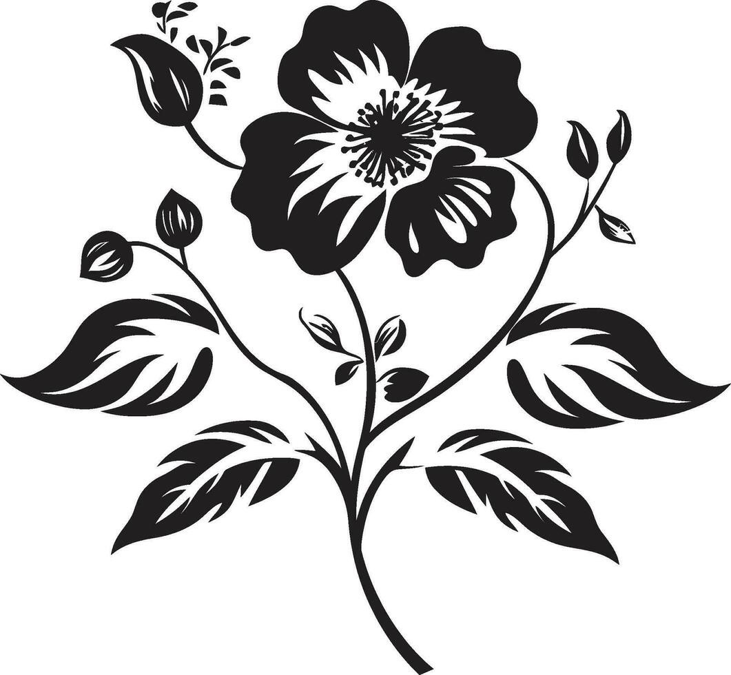 Noir Petal Ensemble Graphite Floral Emblem Chronicles Ethereal Inked Orchids Noir Vector Logo Sketches