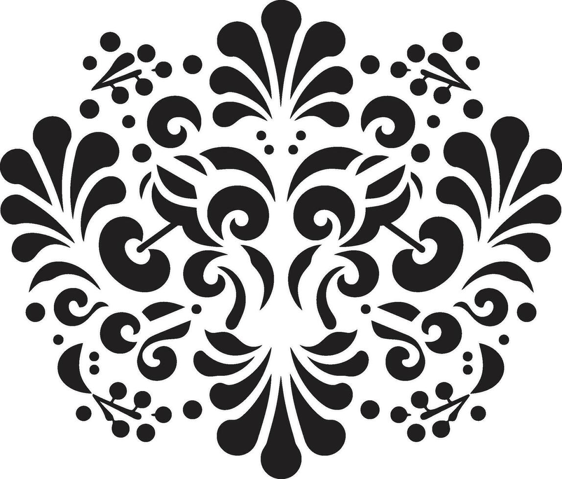 Geometric Elegance Floral Vector Tile Design Abstract Petal Array Black Emblem Icon