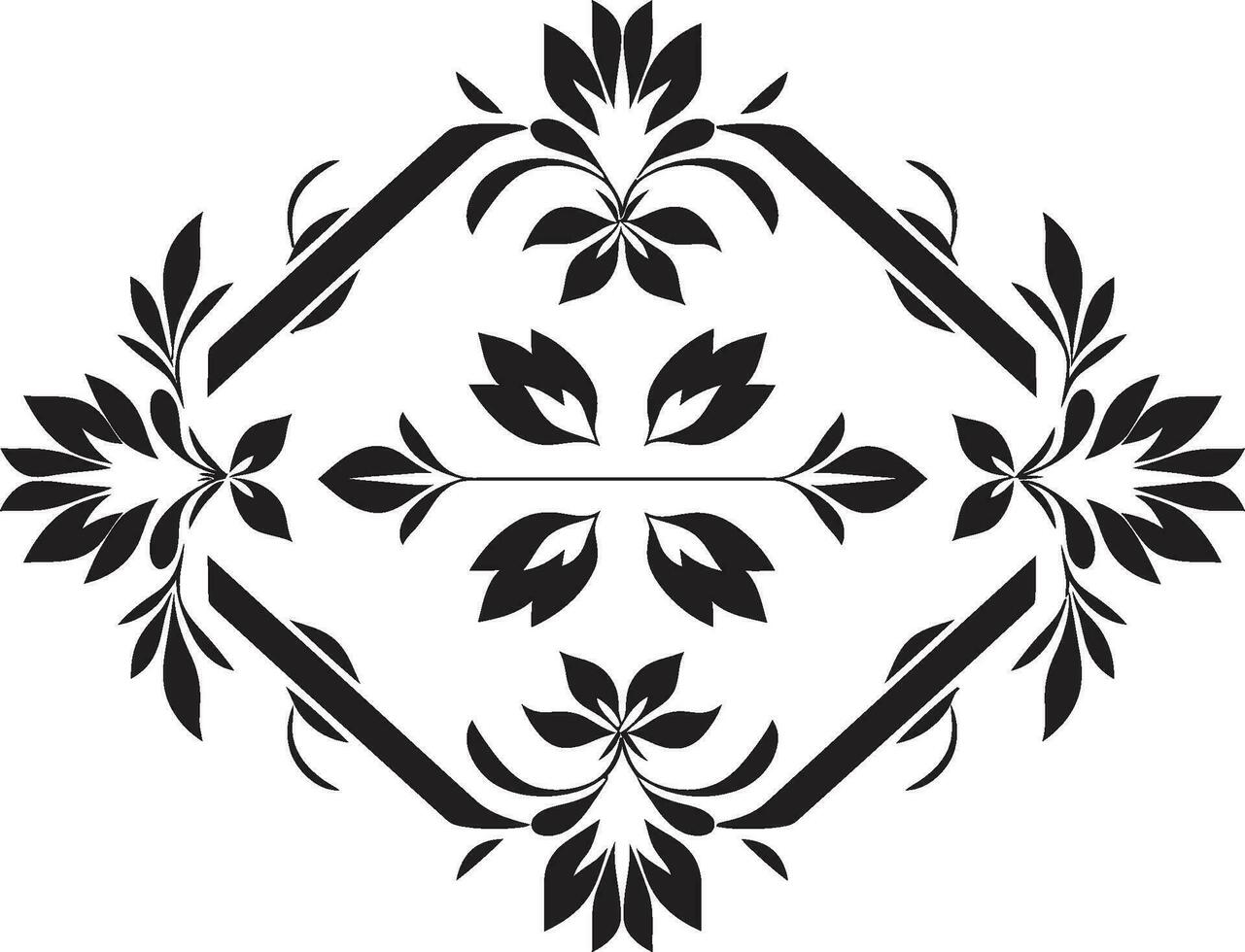 Patterned Geometry Floral Tile Icon Black Elegance Geometric Floral Design vector