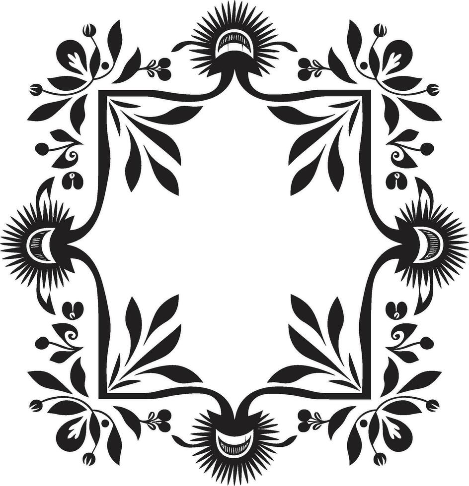 flor mosaico geométrico emblema en negro mosaico pétalo Arte negro loseta icono vector