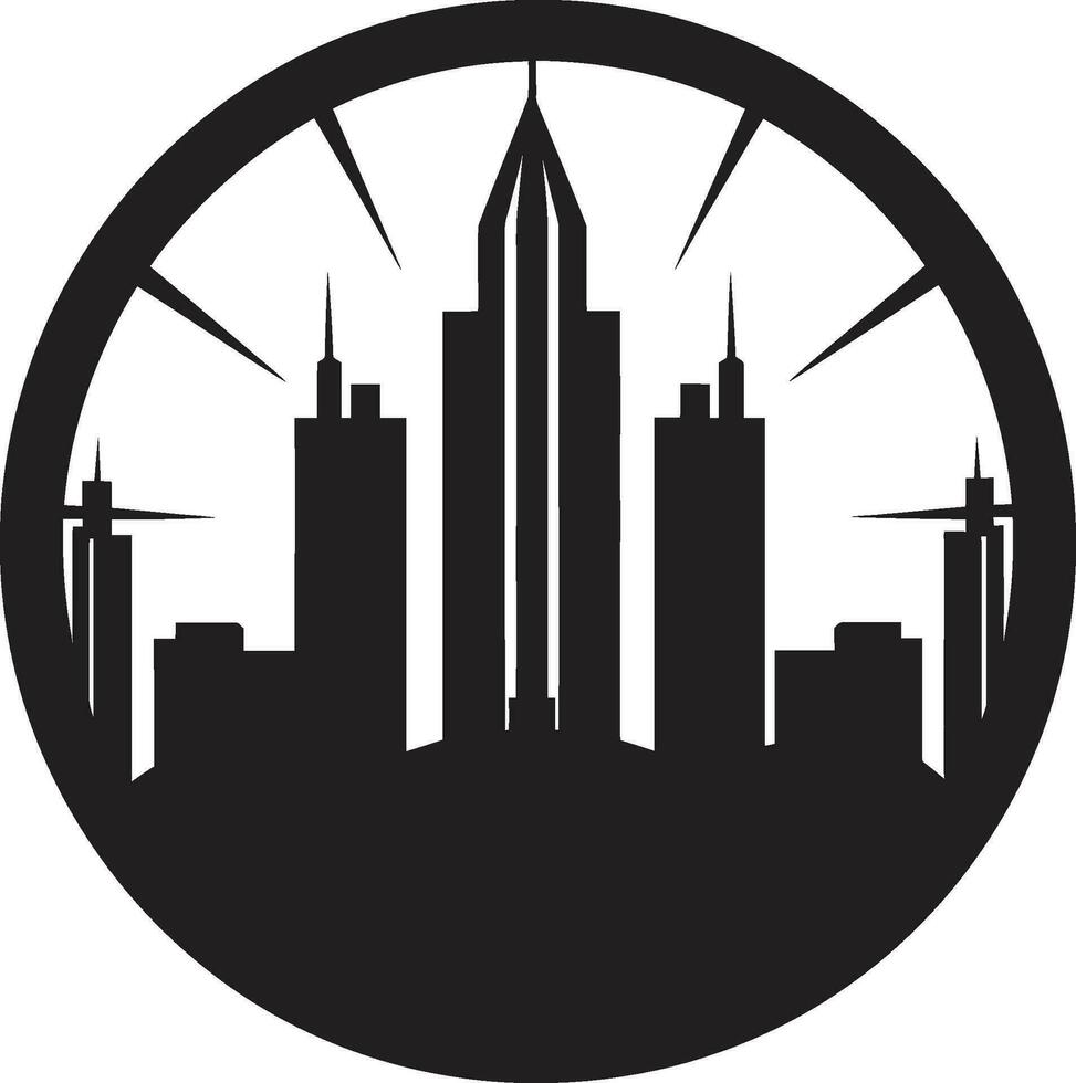 Urban Skyscraper Sketch Multifloor Cityscape Vector Logo City Vista Tower Illustration Multifloor Building in Vector Icon